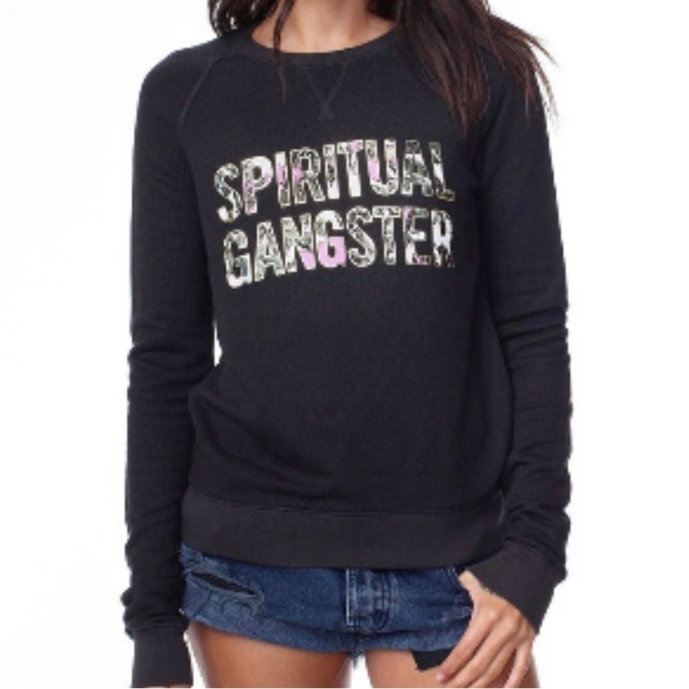 Spiritual Gangster Floral Block Letter Crewneck